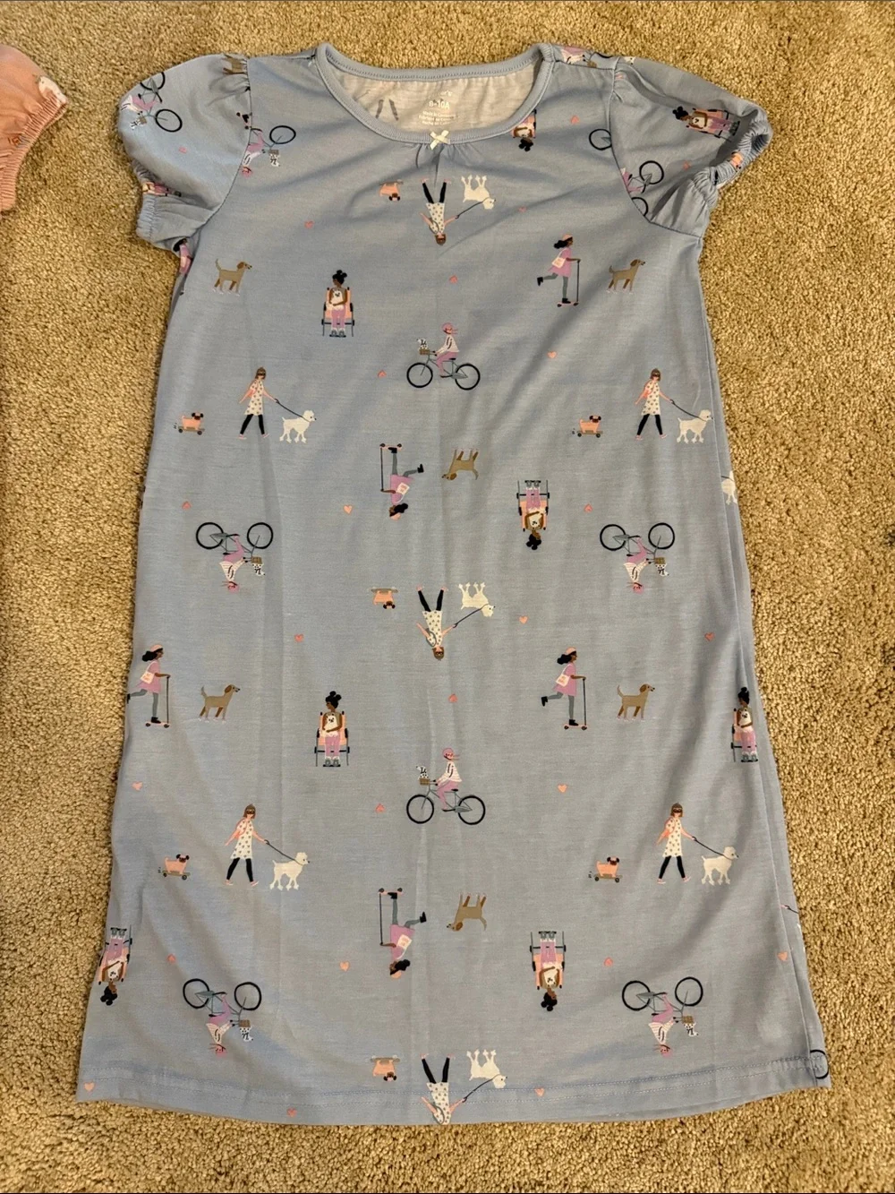 Carter's Pink Unicorn & Blue Playtime Short Sleeve Nightgowns. Size 8-10A.